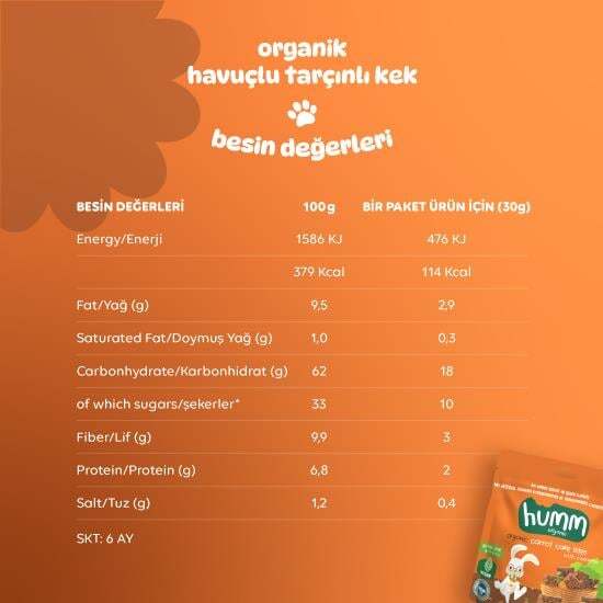 Humm Organik Havuçlu Tarçınlı Vegan Kek 30 Gr - 5