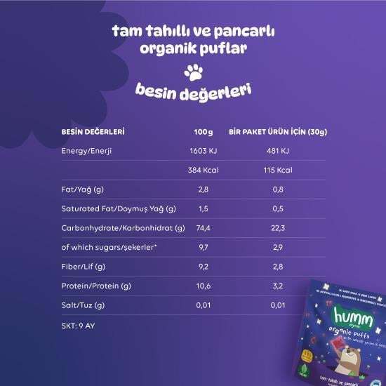 Humm Organik Pancarlı ve Tam Tahıllı Puflar 30 Gr - 5