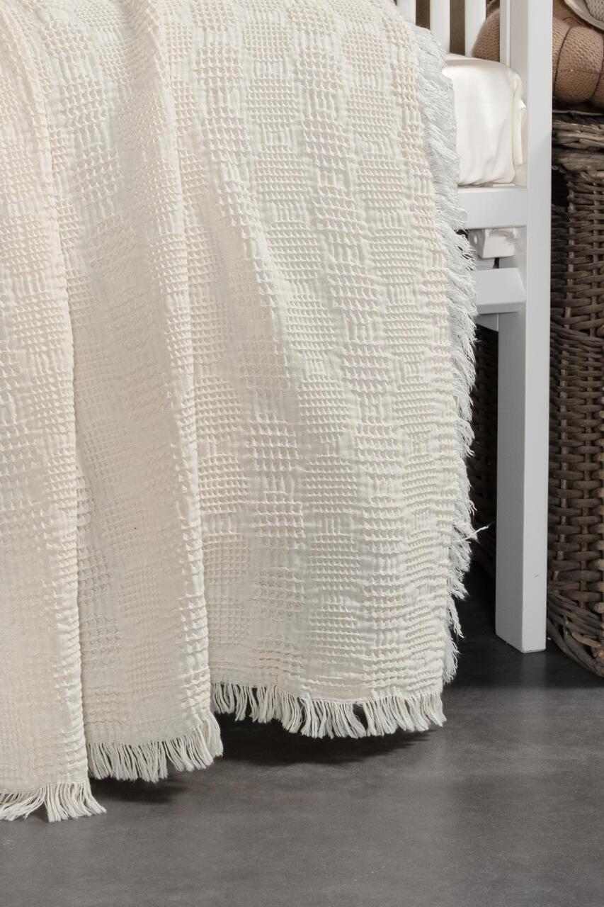 بطانية كانز بيبي من قماش الوافل المطرز Knz-021 Little Heart - 4