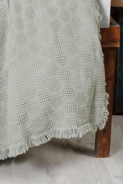 بطانية كانز بيبي مطرزة من قماش الوافل والموسلين Knz-021 بلون أخضر فقاعي - 4