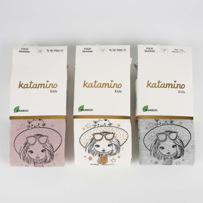 Katamino Mistar Baskılı Kız Külotlu Çorap K37008 Asorti - 1
