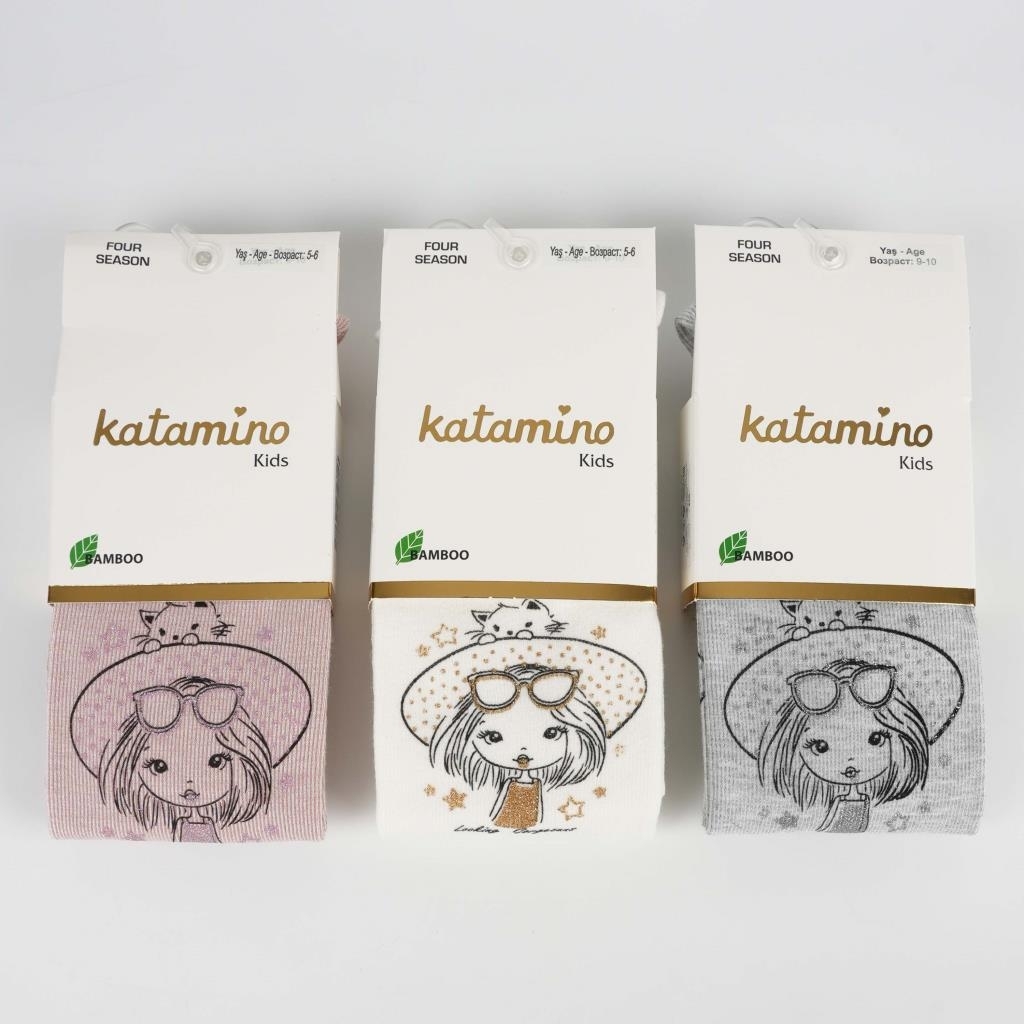 Katamino Mistar Baskılı Kız Külotlu Çorap K37008 Asorti - 1