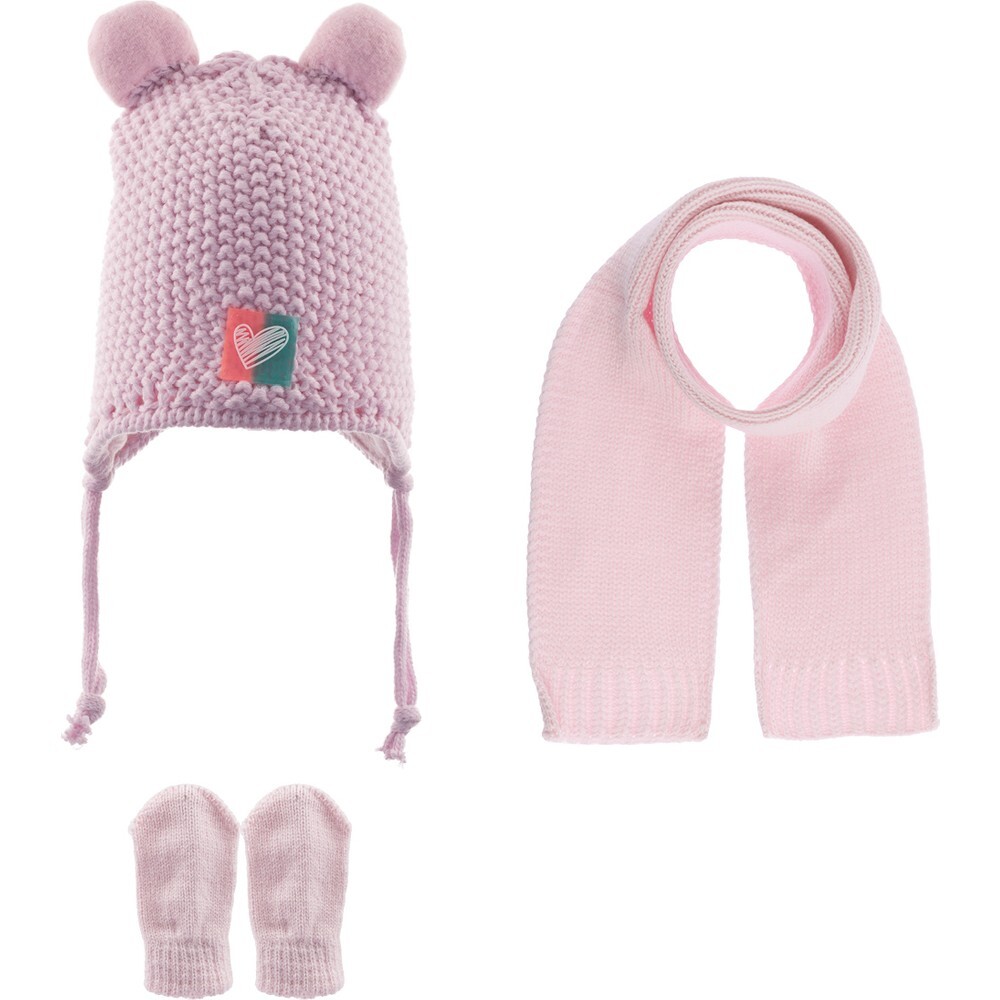 طقم وشاح وقفازات من كيتي بيبي جيرل (0-18 شهرًا) K23150-02 وردي - 1
