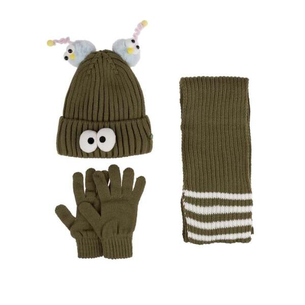 طقم وشاح وقفازات من كيتي كيدز للبنات (4-8 سنوات) K24170-09 أخضر - Kitti