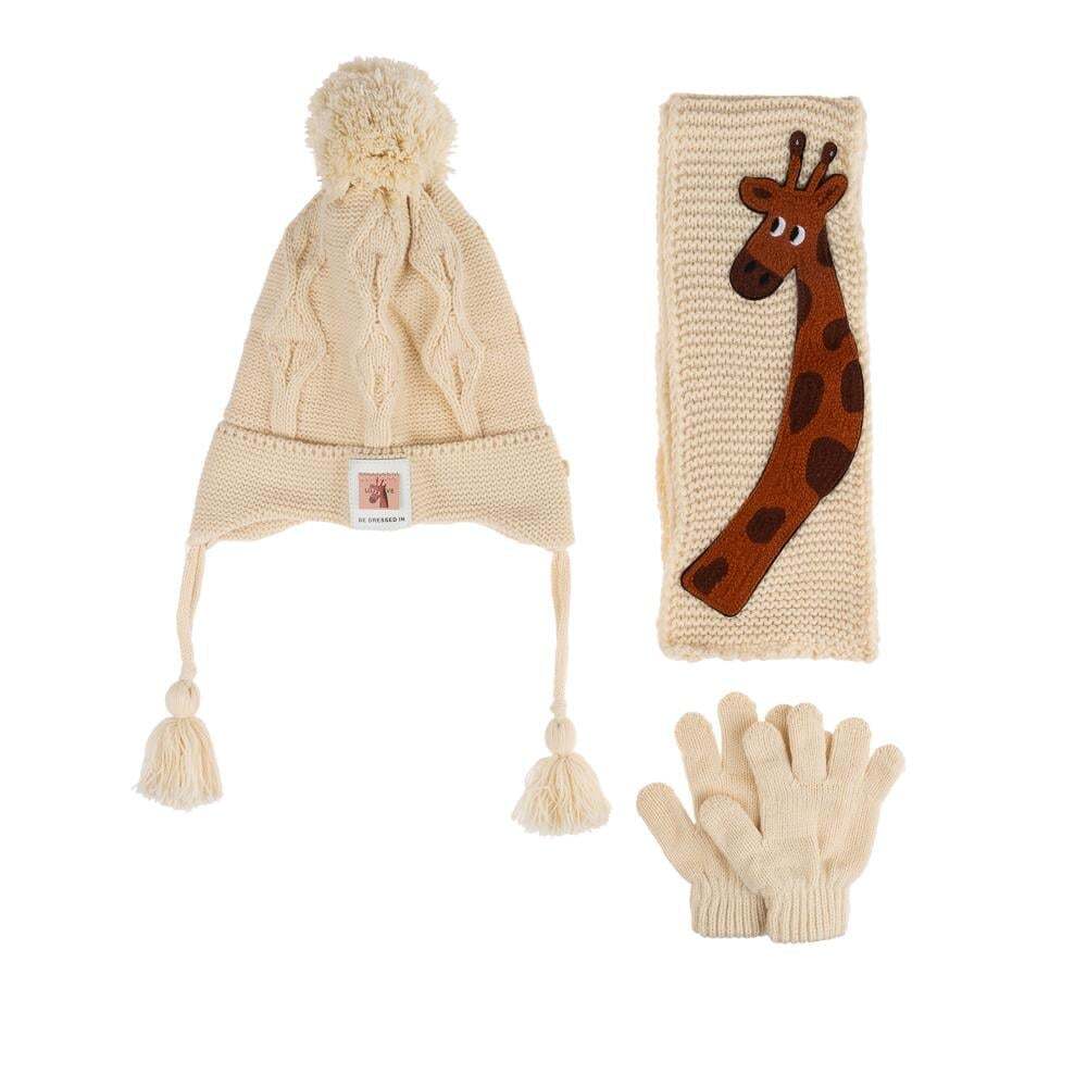 طقم وشاح وقفازات للأولاد من Kitti Bebe (من سنة إلى أربع سنوات) K24160-09 أبيض - 1