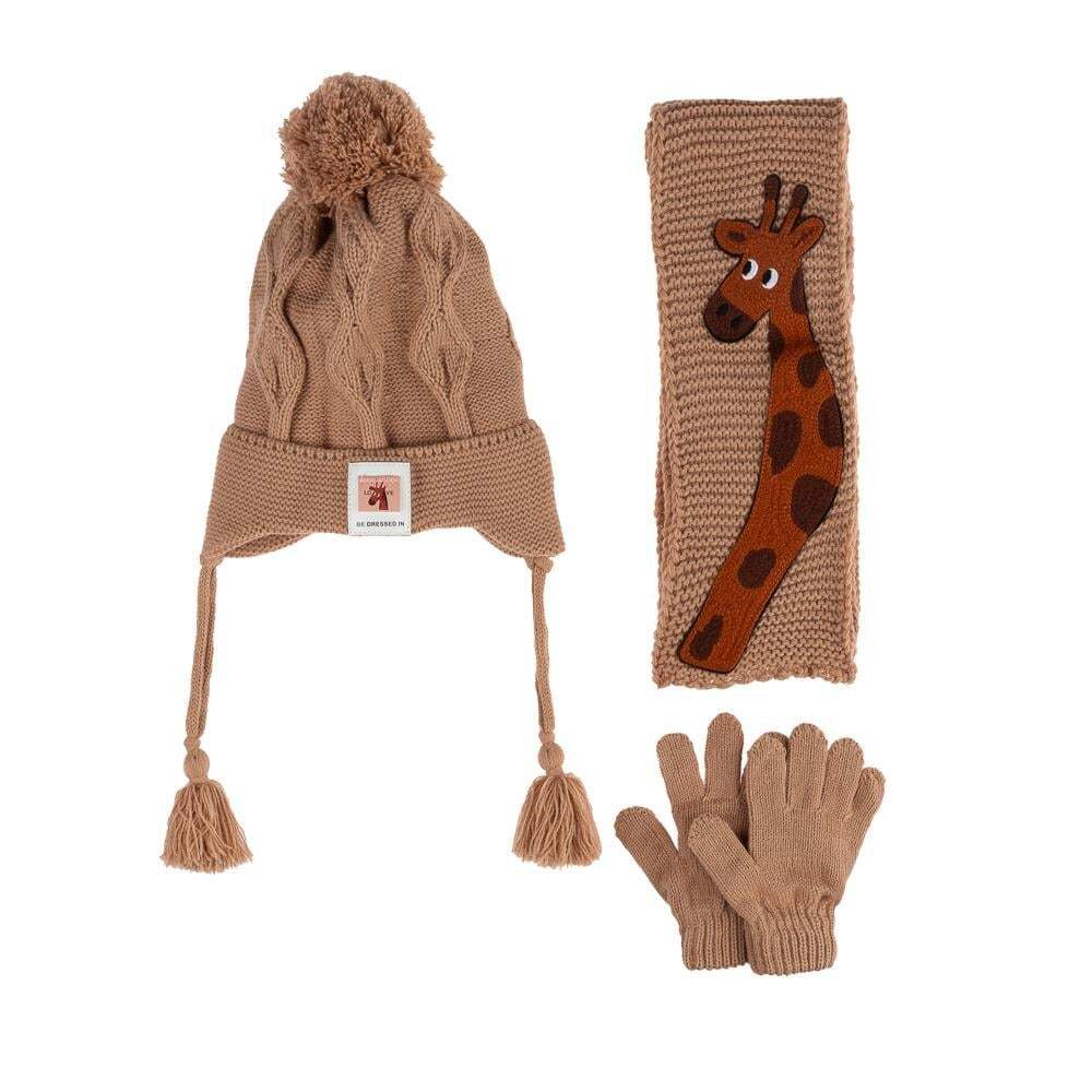 طقم وشاح وقفازات للأولاد من Kitti Bebe (من سنة إلى أربع سنوات) K24160-09 بني فاتح - 1