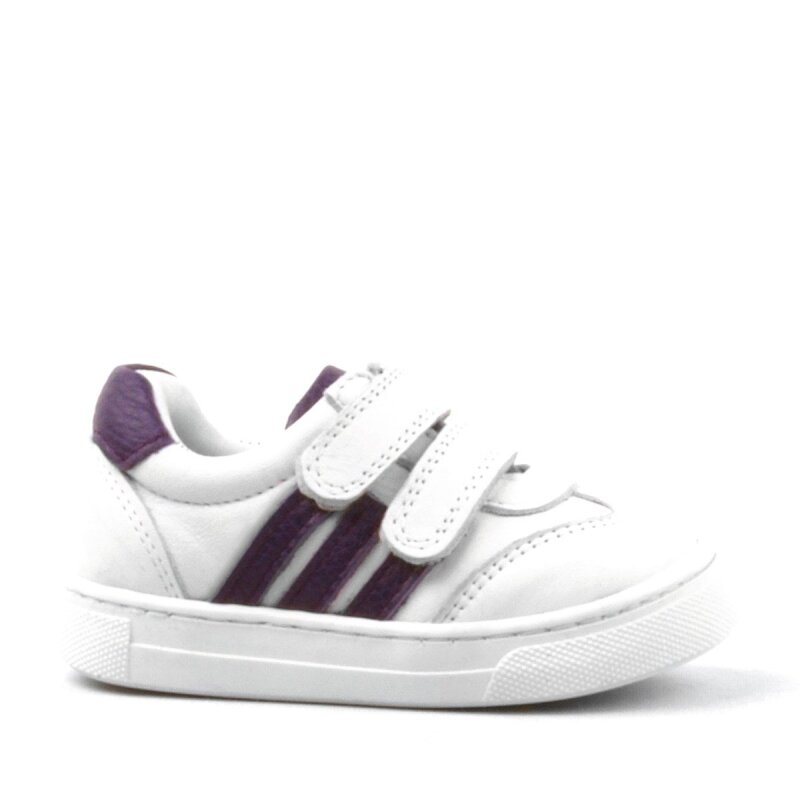 Rakerplus Paw Hakiki Deri Beyaz-Mor Cırtlı Bebek Spor Ayakkabı Sneaker - 2