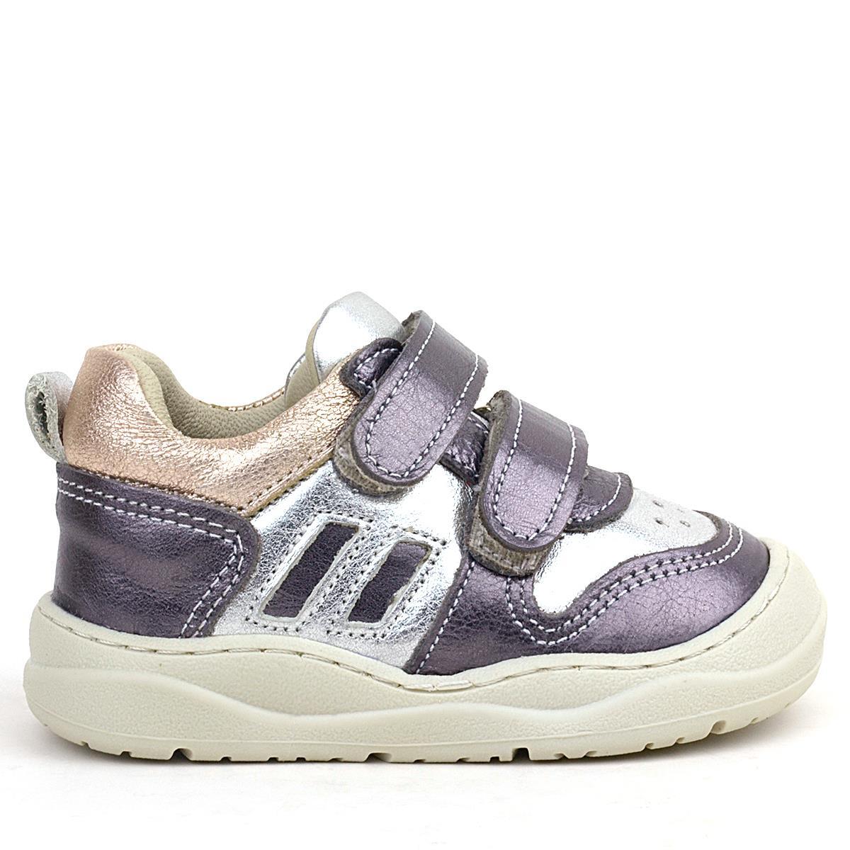 Rakerplus Schaggy Hakiki Deri Platin Gümüş Bebek Spor Ayakkabı - 3