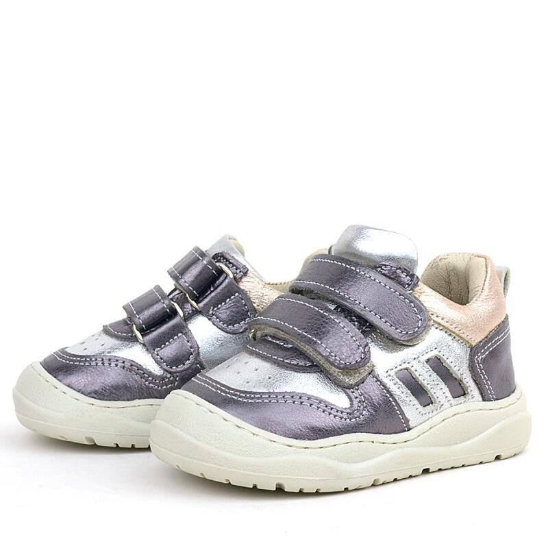 Rakerplus Schaggy Hakiki Deri Platin Gümüş Bebek Spor Ayakkabı - 5