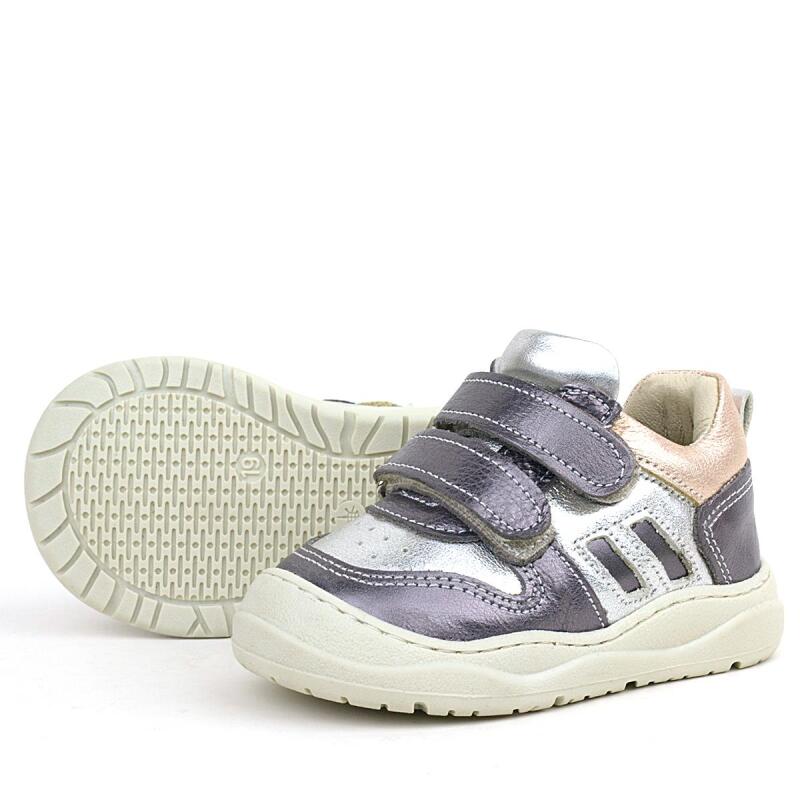 Rakerplus Schaggy Hakiki Deri Platin Gümüş Bebek Spor Ayakkabı - 6