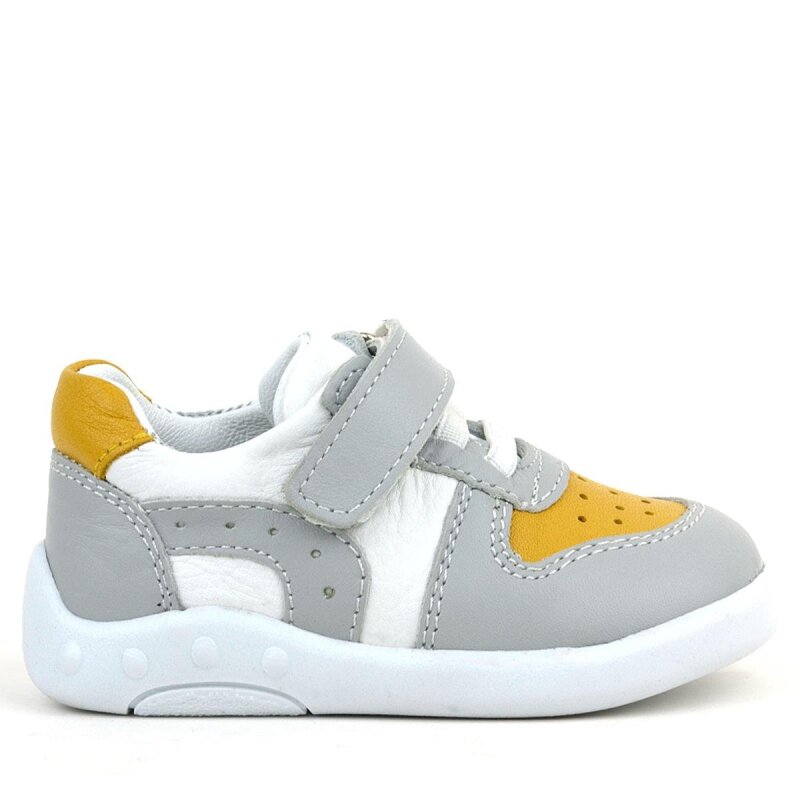 Rakerplus Hakiki Deri Gri Sarı Anatomik Bebek Spor Ayakkabı - 2