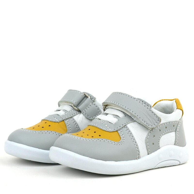 Rakerplus Hakiki Deri Gri Sarı Anatomik Bebek Spor Ayakkabı - 4