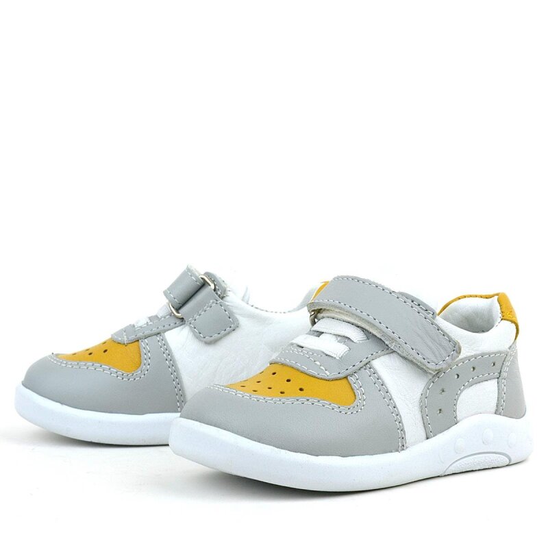 Rakerplus Hakiki Deri Gri Sarı Anatomik Bebek Spor Ayakkabı - 5