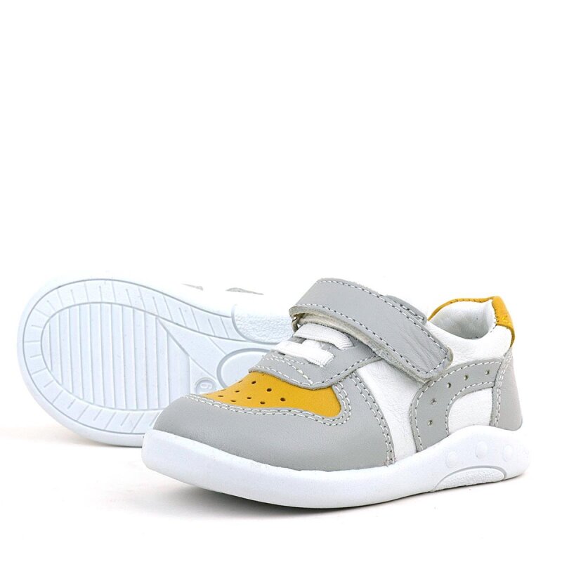 Rakerplus Hakiki Deri Gri Sarı Anatomik Bebek Spor Ayakkabı - 6