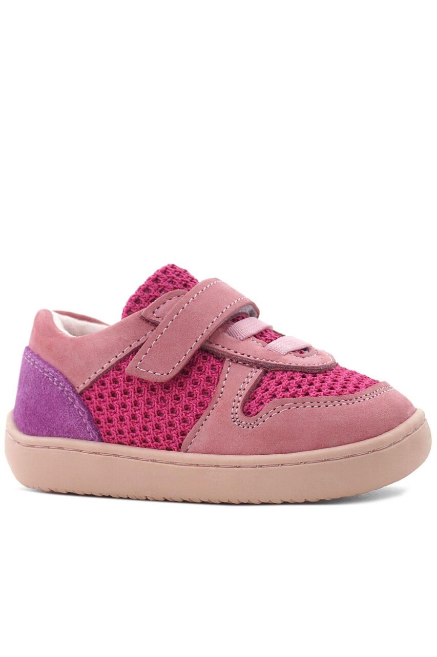 Rakerplus Bob Hakiki Deri Pembe Mor Barefoot Cırtlı Lastikli Bebek Sneaker Ayakkabı - 2