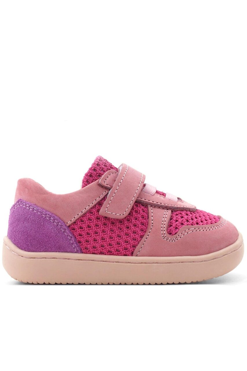 Rakerplus Bob Hakiki Deri Pembe Mor Barefoot Cırtlı Lastikli Bebek Sneaker Ayakkabı - 3
