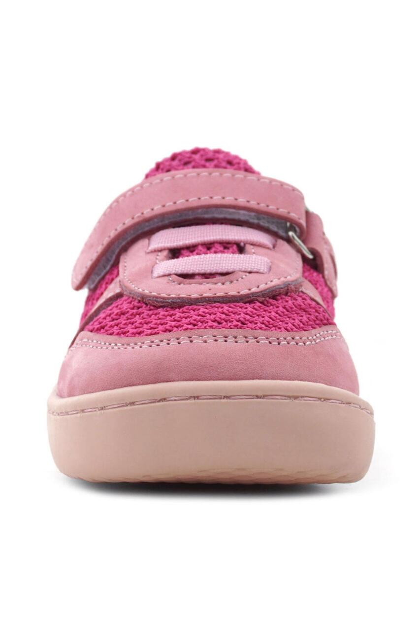 Rakerplus Bob Hakiki Deri Pembe Mor Barefoot Cırtlı Lastikli Bebek Sneaker Ayakkabı - 4