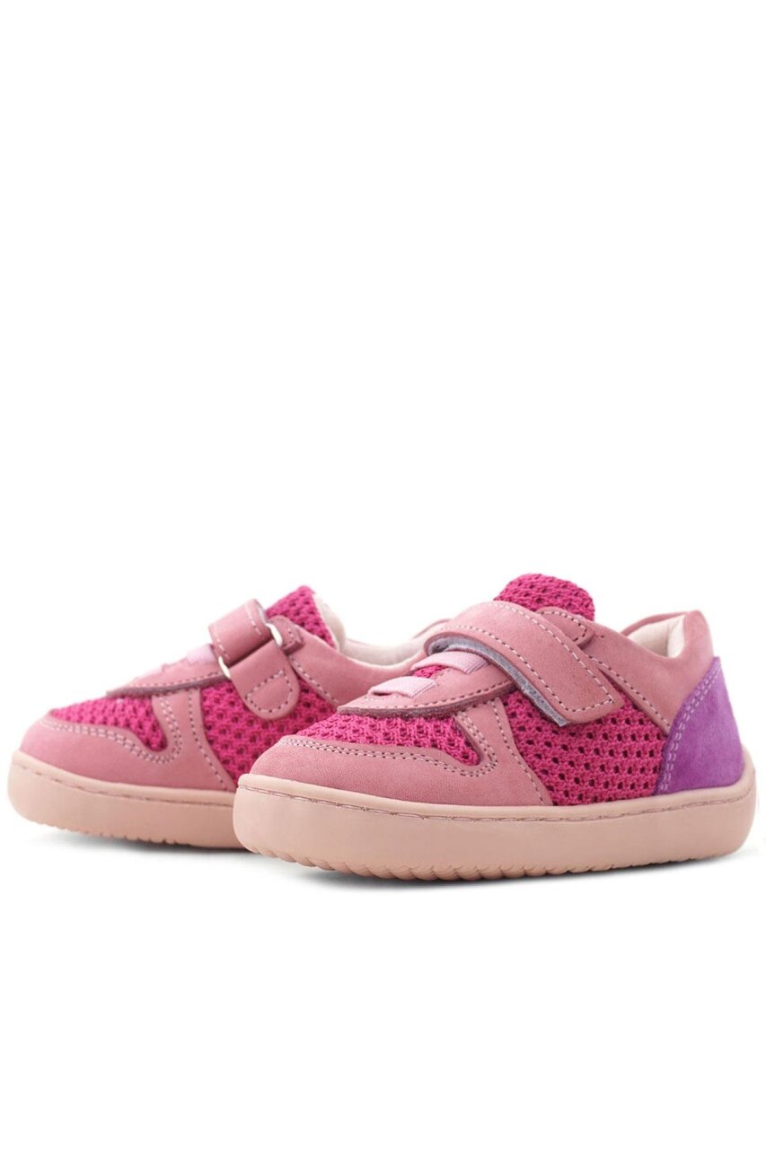 Rakerplus Bob Hakiki Deri Pembe Mor Barefoot Cırtlı Lastikli Bebek Sneaker Ayakkabı - 6