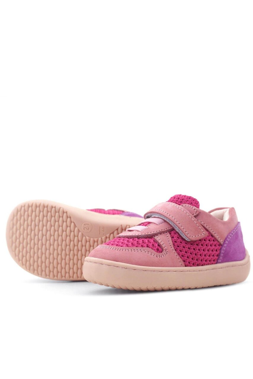 Rakerplus Bob Hakiki Deri Pembe Mor Barefoot Cırtlı Lastikli Bebek Sneaker Ayakkabı - 7