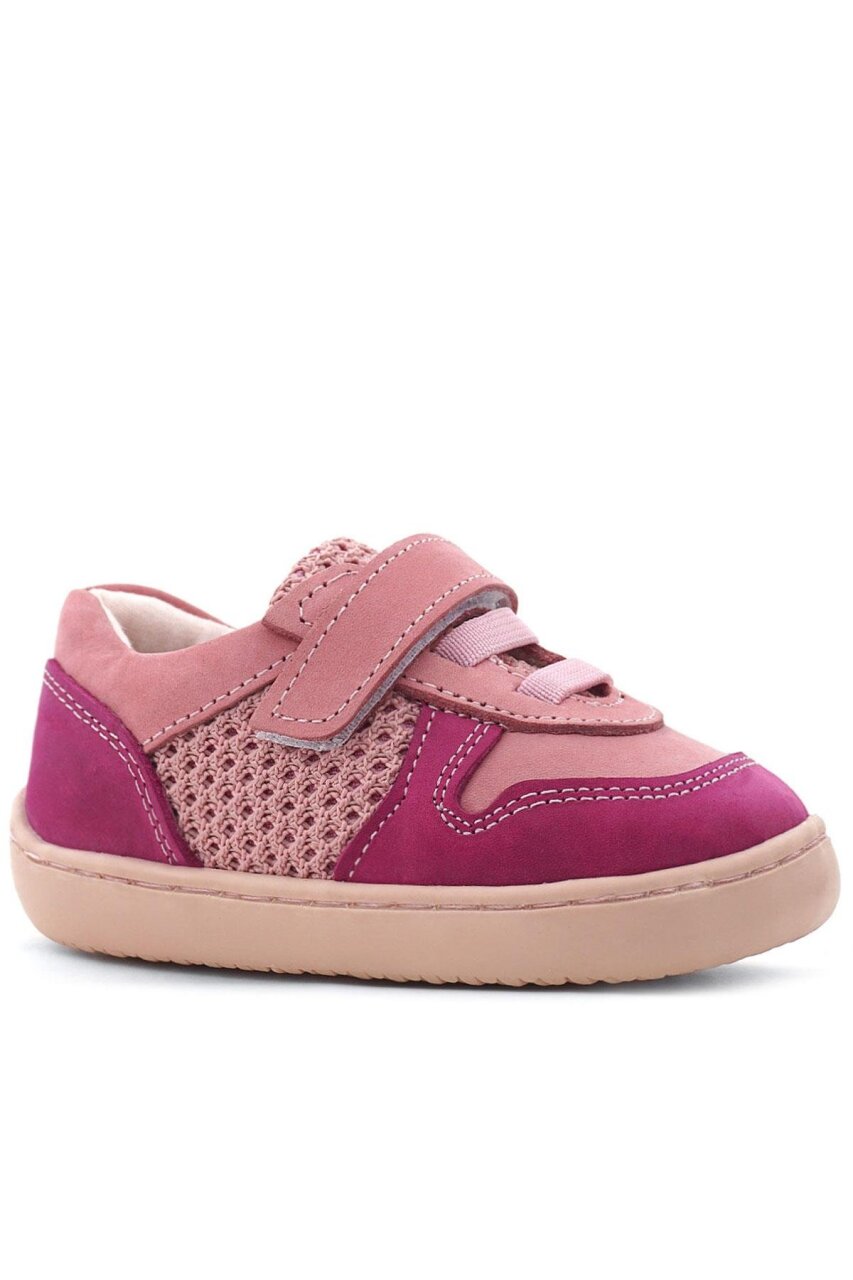 Rakerplus Bob Hakiki Deri Pembe Barefoot Cırtlı Lastikli Bebek Sneaker Ayakkabı - 2