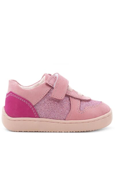 Rakerplus Bob Hakiki Deri Pembe Simli Barefoot Cırtlı Lastikli Bebek Sneaker Ayakkabı - 3