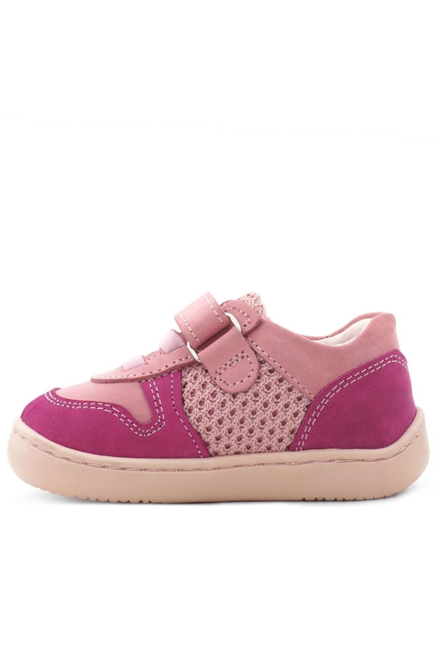 Rakerplus Bob Hakiki Deri Pembe Barefoot Cırtlı Lastikli Bebek Sneaker Ayakkabı - 5
