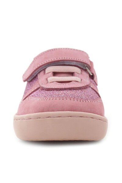 Rakerplus Bob Hakiki Deri Pembe Simli Barefoot Cırtlı Lastikli Bebek Sneaker Ayakkabı - 4
