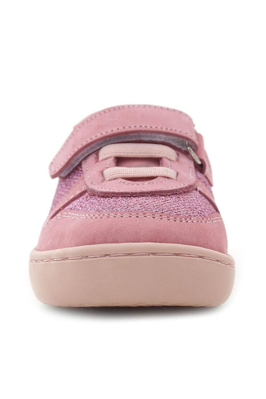 Rakerplus Bob Hakiki Deri Pembe Simli Barefoot Cırtlı Lastikli Bebek Sneaker Ayakkabı - 4