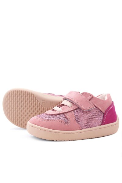 Rakerplus Bob Hakiki Deri Pembe Simli Barefoot Cırtlı Lastikli Bebek Sneaker Ayakkabı - 7