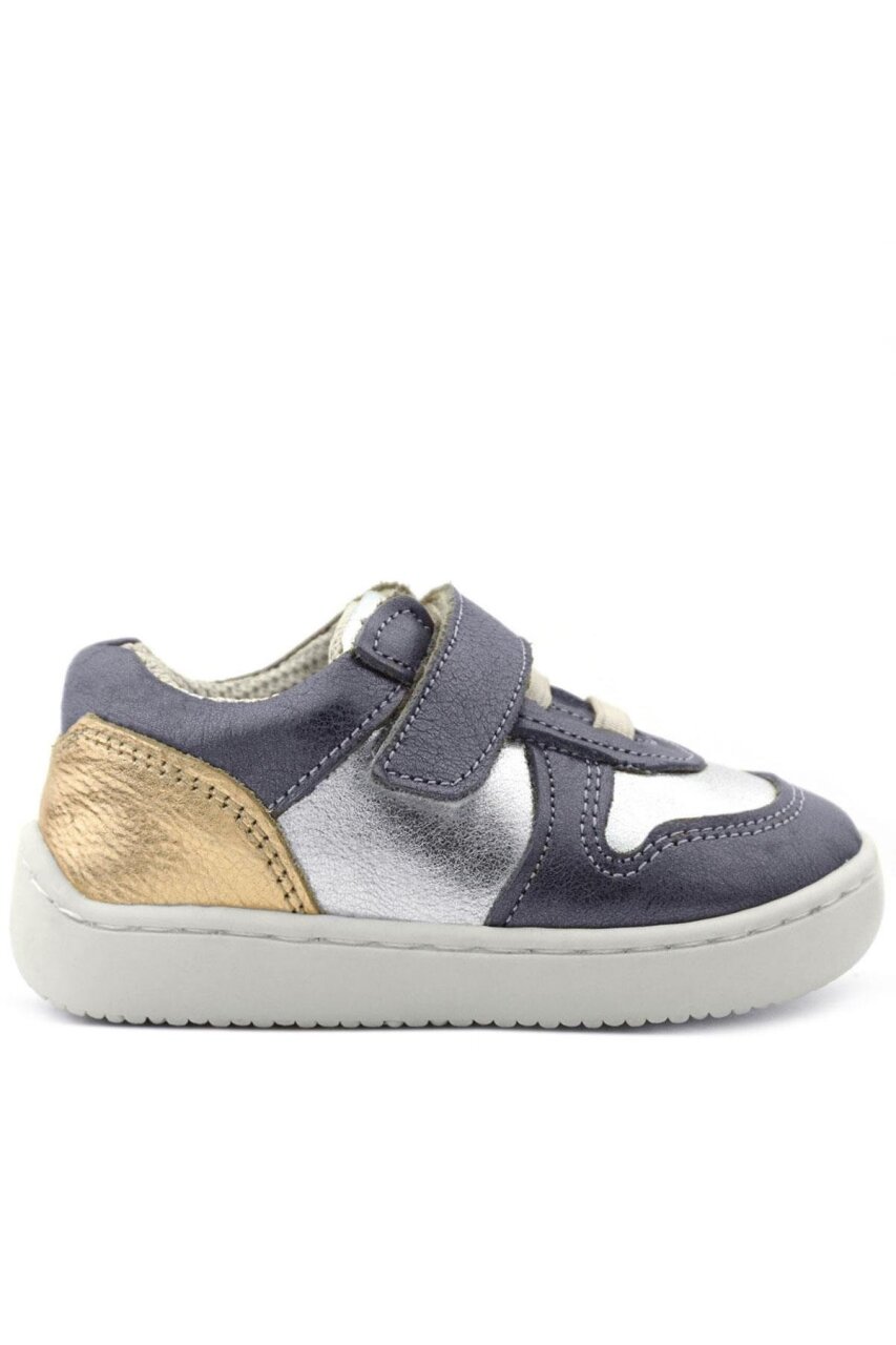 Rakerplus Bob Hakiki Deri Platin Gümüş Barefoot Cırtlı Lastikli Bebek Sneaker Ayakkabı - 3