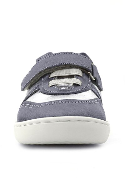 Rakerplus Bob Hakiki Deri Platin Gümüş Barefoot Cırtlı Lastikli Bebek Sneaker Ayakkabı - 4