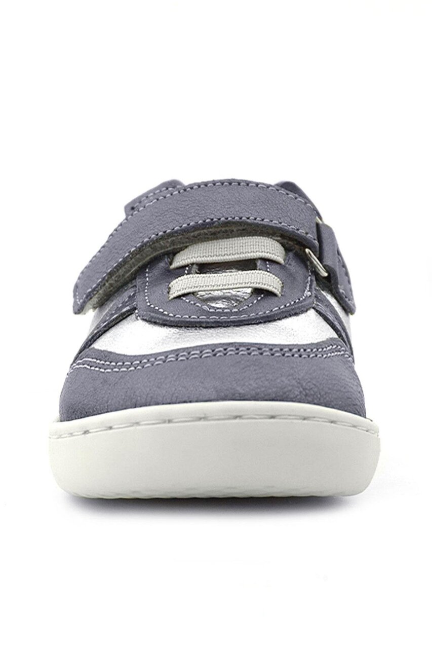 Rakerplus Bob Hakiki Deri Platin Gümüş Barefoot Cırtlı Lastikli Bebek Sneaker Ayakkabı - 4