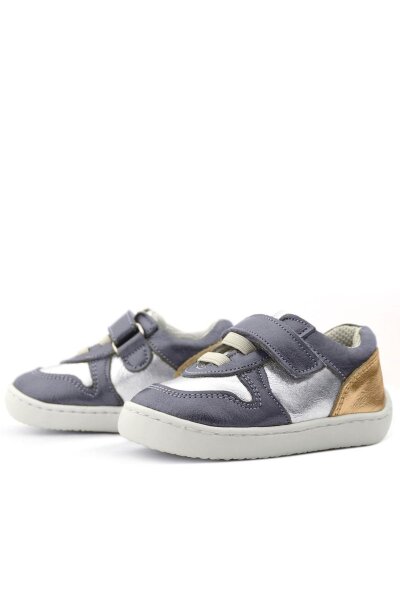Rakerplus Bob Hakiki Deri Platin Gümüş Barefoot Cırtlı Lastikli Bebek Sneaker Ayakkabı - 6