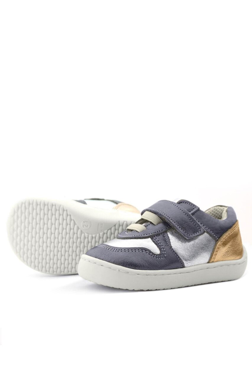 Rakerplus Bob Hakiki Deri Platin Gümüş Barefoot Cırtlı Lastikli Bebek Sneaker Ayakkabı - 7