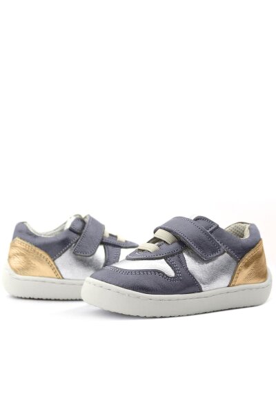 Rakerplus Bob Hakiki Deri Platin Gümüş Barefoot Cırtlı Lastikli Bebek Sneaker Ayakkabı - 8