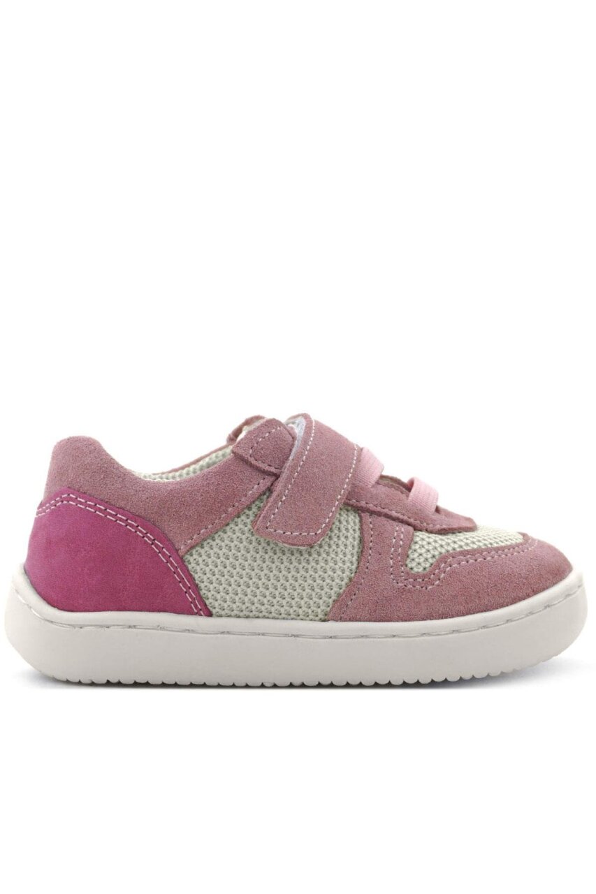 Rakerplus Bob Hakiki Deri Pudra Pembe Barefoot Cırtlı Lastikli Bebek Sneaker Ayakkabı - 3