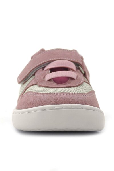 Rakerplus Bob Hakiki Deri Pudra Pembe Barefoot Cırtlı Lastikli Bebek Sneaker Ayakkabı - 4