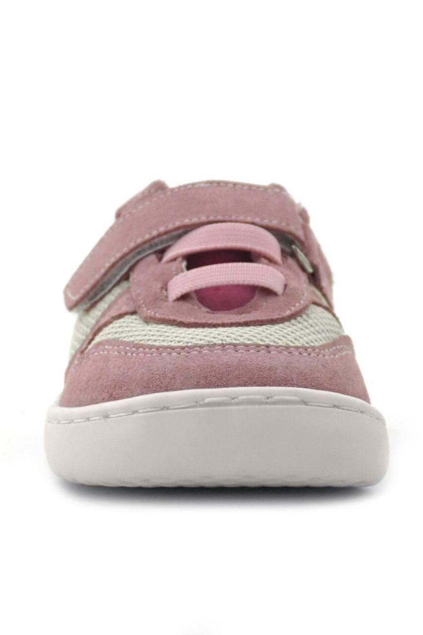 Rakerplus Bob Hakiki Deri Pudra Pembe Barefoot Cırtlı Lastikli Bebek Sneaker Ayakkabı - 4