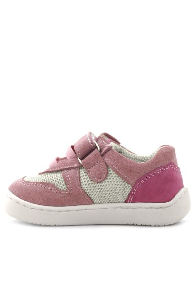 Rakerplus Bob Hakiki Deri Pudra Pembe Barefoot Cırtlı Lastikli Bebek Sneaker Ayakkabı - 5