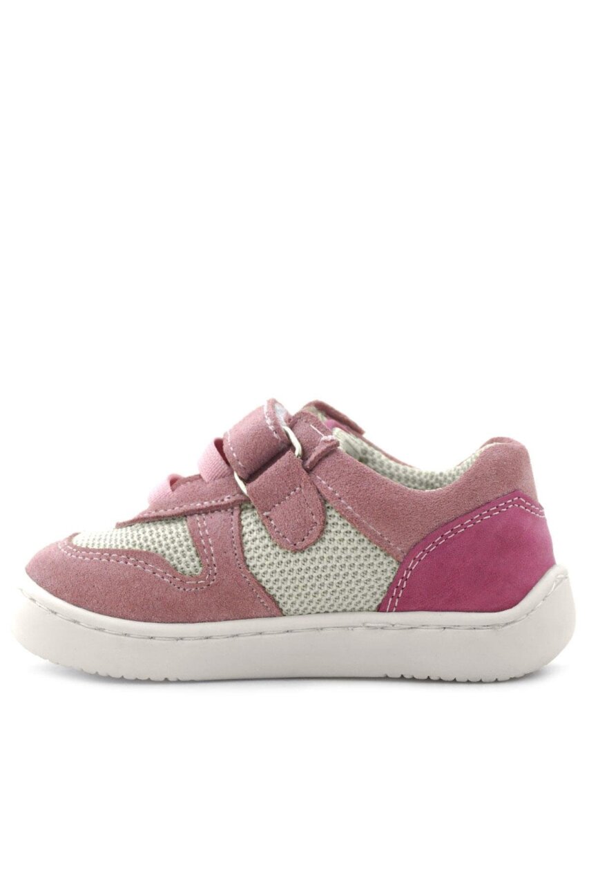 Rakerplus Bob Hakiki Deri Pudra Pembe Barefoot Cırtlı Lastikli Bebek Sneaker Ayakkabı - 5