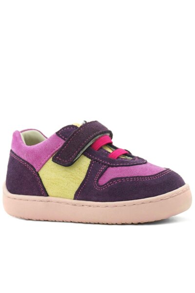 Rakerplus Bob Hakiki Deri Mor Pembe Barefoot Cırtlı Lastikli Bebek Sneaker Ayakkabı - 2