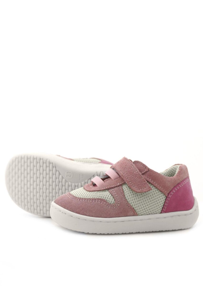 Rakerplus Bob Hakiki Deri Pudra Pembe Barefoot Cırtlı Lastikli Bebek Sneaker Ayakkabı - 7