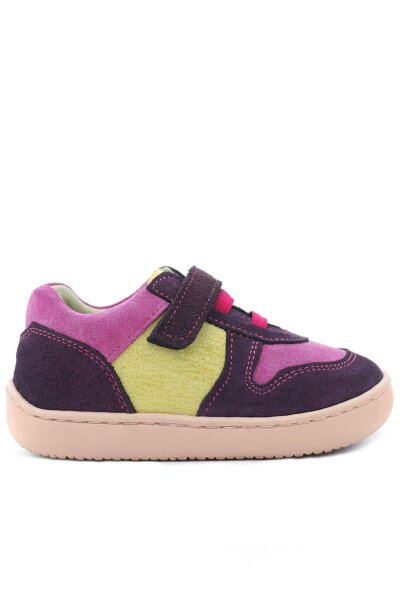 Rakerplus Bob Hakiki Deri Mor Pembe Barefoot Cırtlı Lastikli Bebek Sneaker Ayakkabı - 3