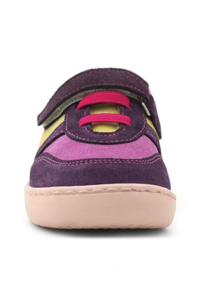 Rakerplus Bob Hakiki Deri Mor Pembe Barefoot Cırtlı Lastikli Bebek Sneaker Ayakkabı - 4