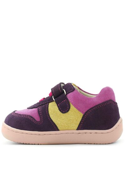 Rakerplus Bob Hakiki Deri Mor Pembe Barefoot Cırtlı Lastikli Bebek Sneaker Ayakkabı - 5