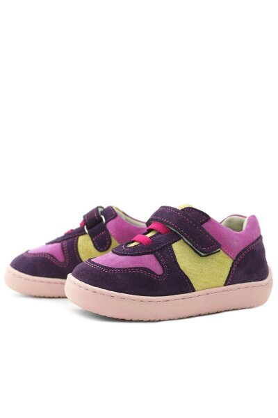 Rakerplus Bob Hakiki Deri Mor Pembe Barefoot Cırtlı Lastikli Bebek Sneaker Ayakkabı - 6
