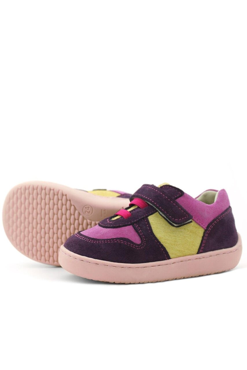 Rakerplus Bob Hakiki Deri Mor Pembe Barefoot Cırtlı Lastikli Bebek Sneaker Ayakkabı - 7