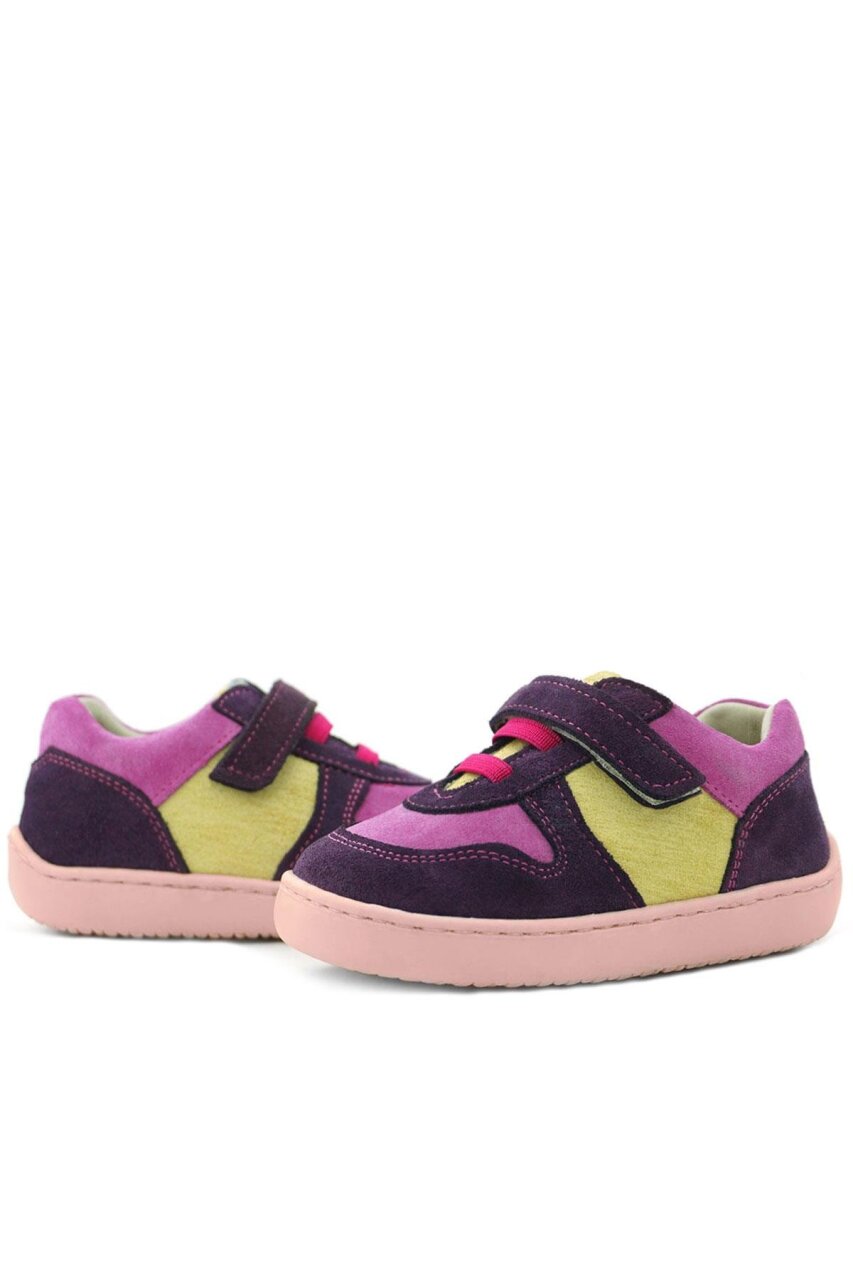 Rakerplus Bob Hakiki Deri Mor Pembe Barefoot Cırtlı Lastikli Bebek Sneaker Ayakkabı - 8