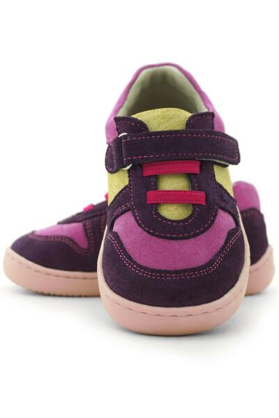 Rakerplus Bob Hakiki Deri Mor Pembe Barefoot Cırtlı Lastikli Bebek Sneaker Ayakkabı - 9