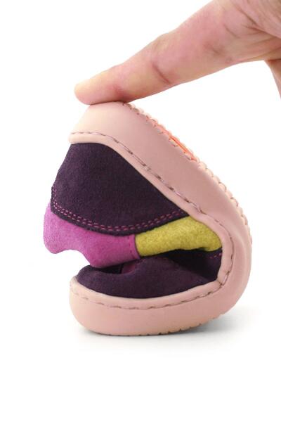 Rakerplus Bob Hakiki Deri Mor Pembe Barefoot Cırtlı Lastikli Bebek Sneaker Ayakkabı - 11